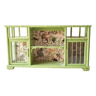 Faux Bamboo and Rattan Bar or Entertainment Center For Sale