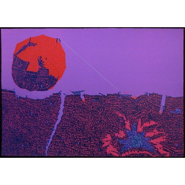 Risaburo Kimura "Night City" Signed Limited Edition Serigraph Unframed, 1970 For Sale - Image 4 of 4