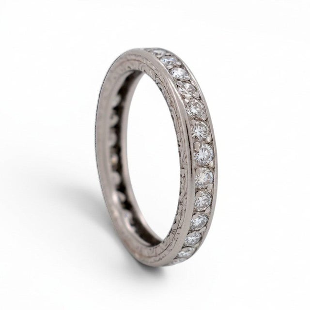 Early 20th Century Antique Art Deco Platinum Full Eternity Band — 1.50ct Diamonds | Circa 1920, Size 6.75 For Sale - Image 5 of 6