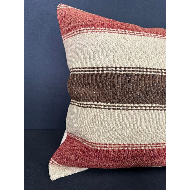 Turkish Hemp Pillow Cushion Natural Beige Red Cushion Cover 20"x20" #30643 Enhance your home decor with our Kilim Pillow...