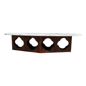 Walnut and Marble Coffee Table, Usa 1950s