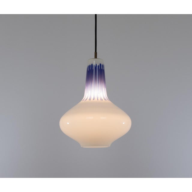 Murano Glass Pendant with Blue Stripes by Massimo Vignelli for Venini, 1950s For Sale - Image 7 of 7