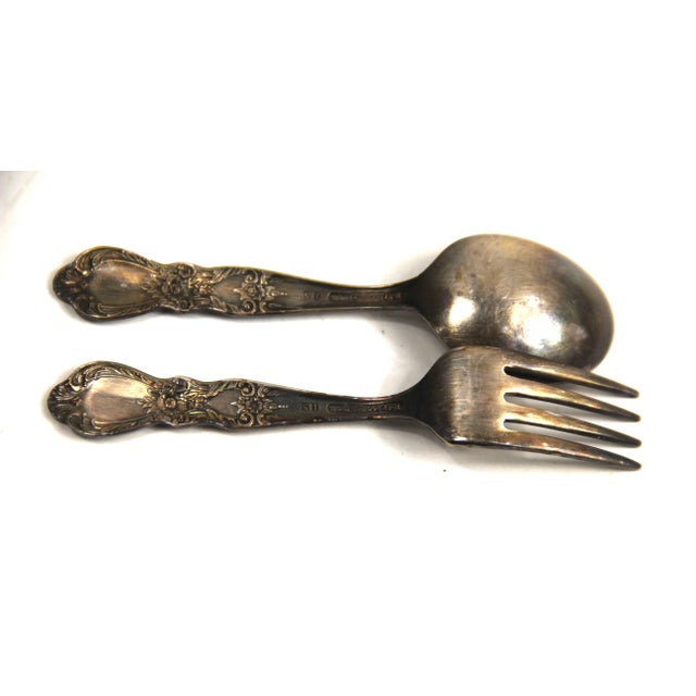 Traditional 1990s Rogers Brothers Silverplate Baby Fork & Spoon Set - a Pair For Sale - Image 3 of 4