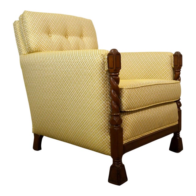 1930’s Antique Spanish Revival Barley Twist Lounge Chair For Sale