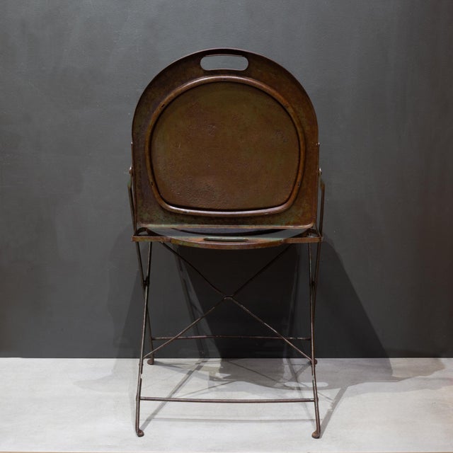 Set of Four Prohibition Era Indusrial Metal Folding Chairs c.1920 For Sale - Image 12 of 18