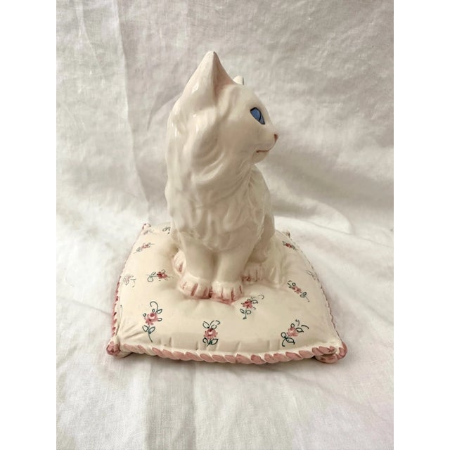 Vintage Italian Ceramic Cat on Pillow For Sale - Image 4 of 8
