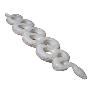 Vintage Very Early Jonathan Adler Menagerie White Snake Pottery Sculpture Peru Signed For Sale
