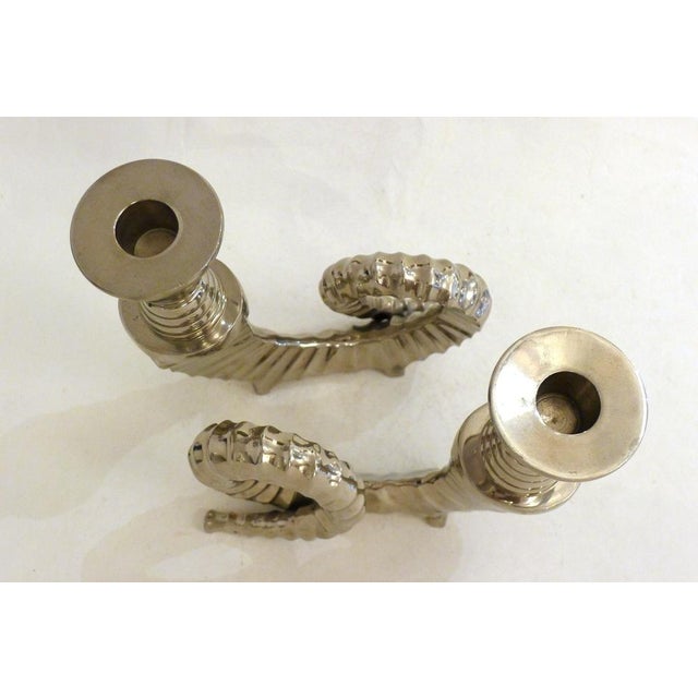 Silver-Plated Rams Horn Candlesticks from Chapman House, 1970s, Set of 2 For Sale - Image 14 of 15