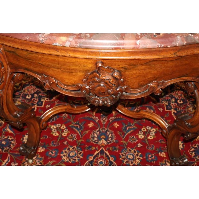 Late 19th Century American Victorian Rococo Rosewood Marble Top Center Table For Sale - Image 11 of 12