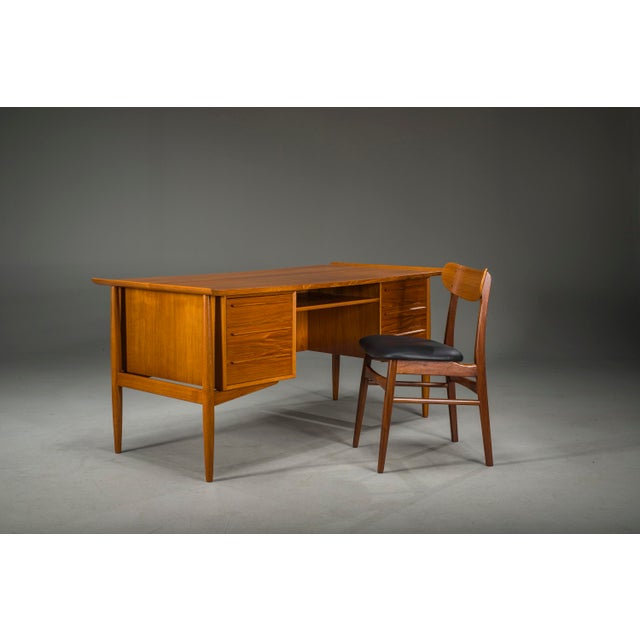 H.P. Hansen Mid-Century Danish Teak Executive Desk by Arne Vodder for H.P. Hansen, 1960s For Sale - Image 4 of 18