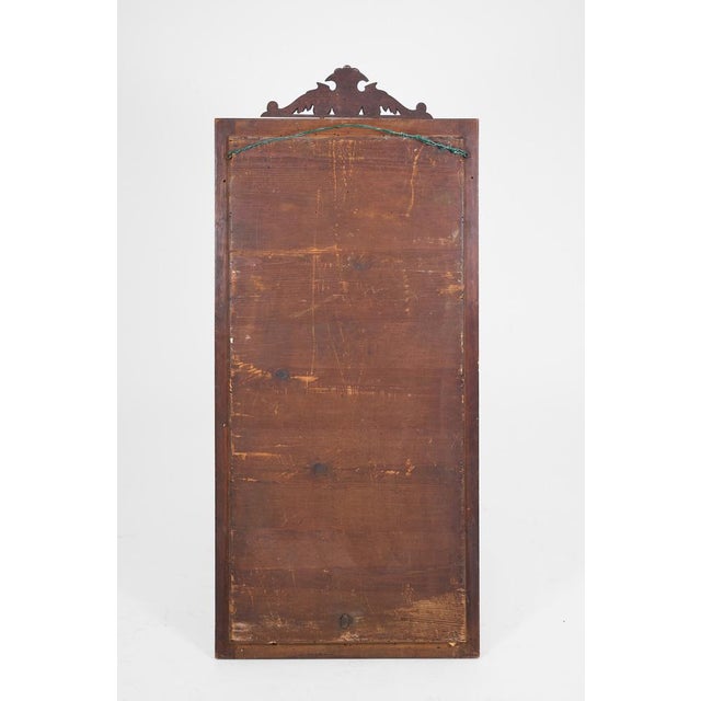 1920s Wall Mirror with Warm Wooden Frame and Carved Crest, 1920s For Sale - Image 5 of 8