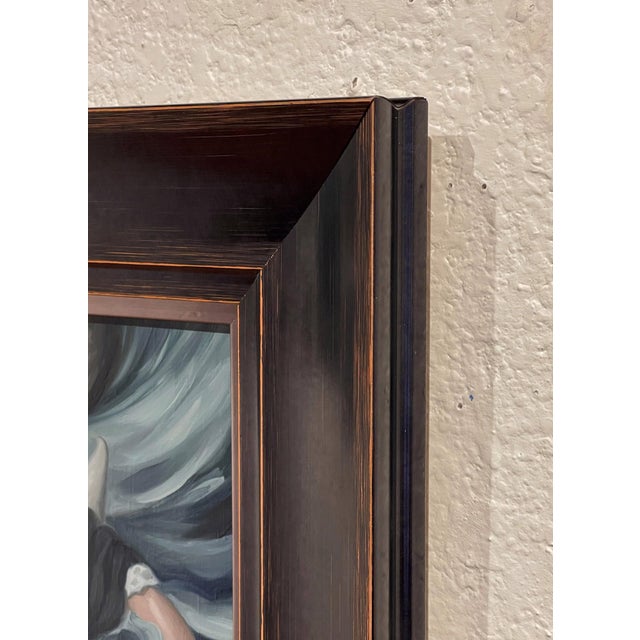 Early 21st Century Night Swim by Nadezda | Oil on panel Woman floating in water wearing a black outfit. For Sale - Image 5 of 5