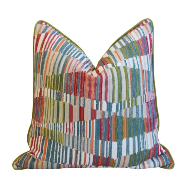 2020s Contemporary Modern Woven Wave Geometric Feather/Down Pillow For Sale - Image 5 of 5