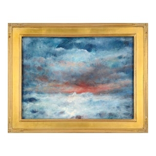 Stormy Sunset Seascape With Blue & Orange by Vasil Papkov For Sale