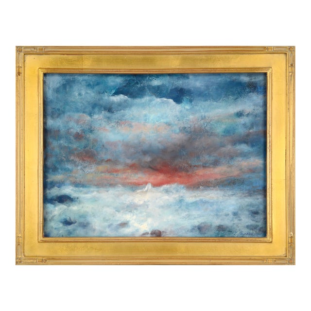 Stormy Sunset Seascape With Blue & Orange by Vasil Papkov For Sale