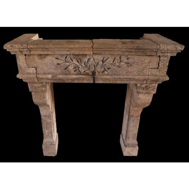 Early 20th Century French Carved Limestone Fireplace with Laurel Friezes For Sale - Image 4 of 4