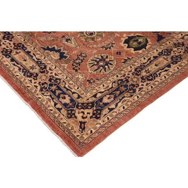 1990s Classic Ziegler Orange Blue Hand-Knotted Wool Rug - 9'11'' X 14'3'' For Sale - Image 4 of 8