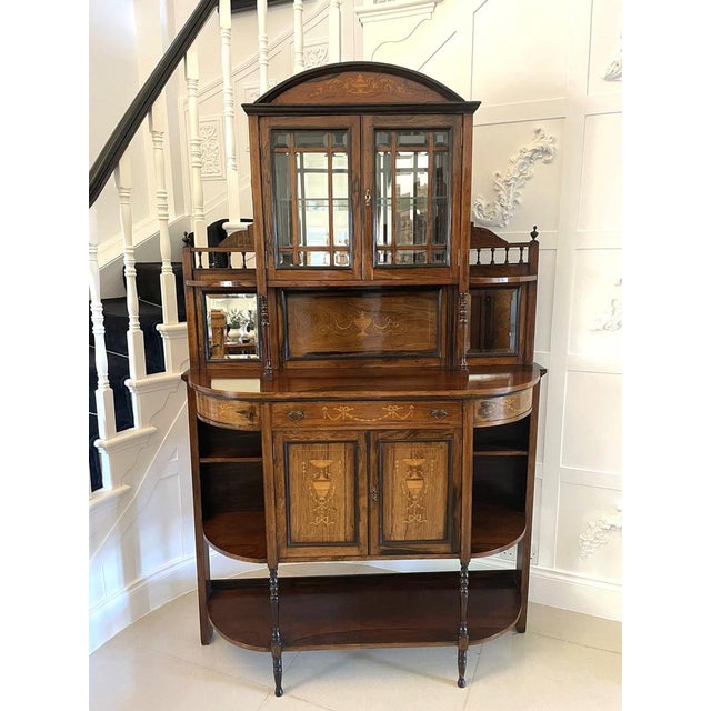 Antique Victorian Inlaid Rosewood Side Cabinet For Sale - Image 3 of 14