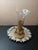 Hollywood Regency 1950s Ormulu Ornate Filigree Cherub Brass Holder With Clear Epergne Vase For Sale - Image 3 of 7