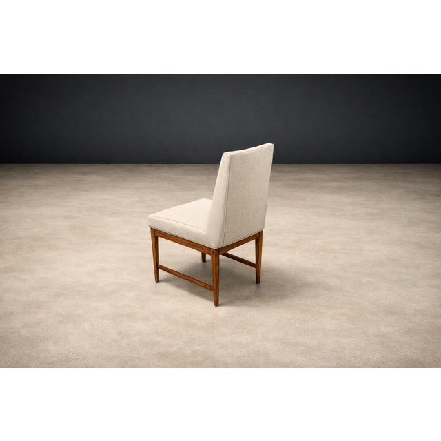 1950s Cimo, Brazil, 1950 — Set of 8 Tall-Back Dining Chairs in Caviúna With Warm Bone Performance Linen For Sale - Image 5 of 16