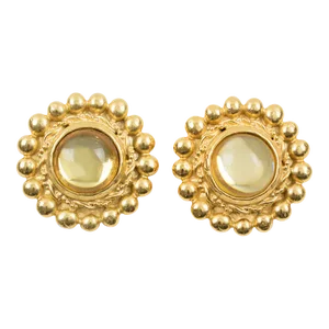 Sonia Rykiel Jeweled Pair of Clip Earrings With Yellow Resin Cabochons