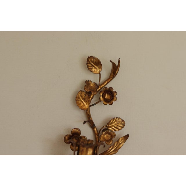 Mid-Century Italian Gilded Metal Sconces, Set of 2 For Sale - Image 6 of 17