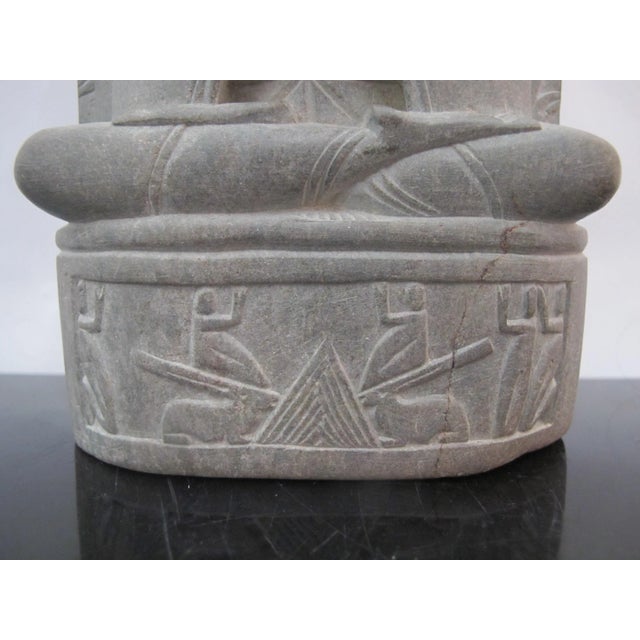 Asian Antique Seated Dharmachakra Mudra Buddha Carved Stone Sarnah Style Meditation Sculpture For Sale - Image 3 of 7