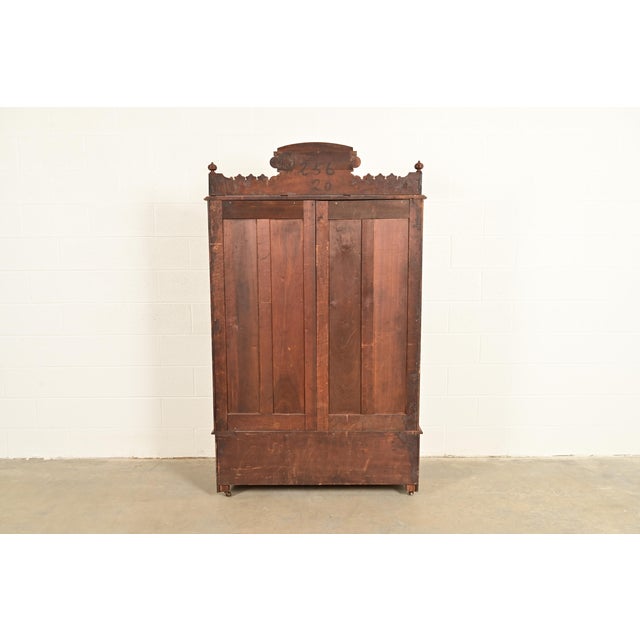 Herter Brothers Style Antique Eastlake Victorian Carved Burled Walnut Bookcase, Circa 1880s For Sale - Image 12 of 13