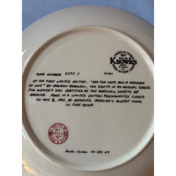 1970s 1970s 3 Norman Rockwell's Decorative Plates: Marriage License, Painter, Add Two Cups and a Measure of Love: For Sale - Image 5 of 7