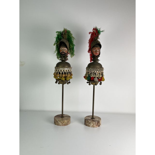 Mid-Century Modern Sicilian Paladin Heads with Marble Bases, 1940s, Set of 2 For Sale - Image 3 of 18