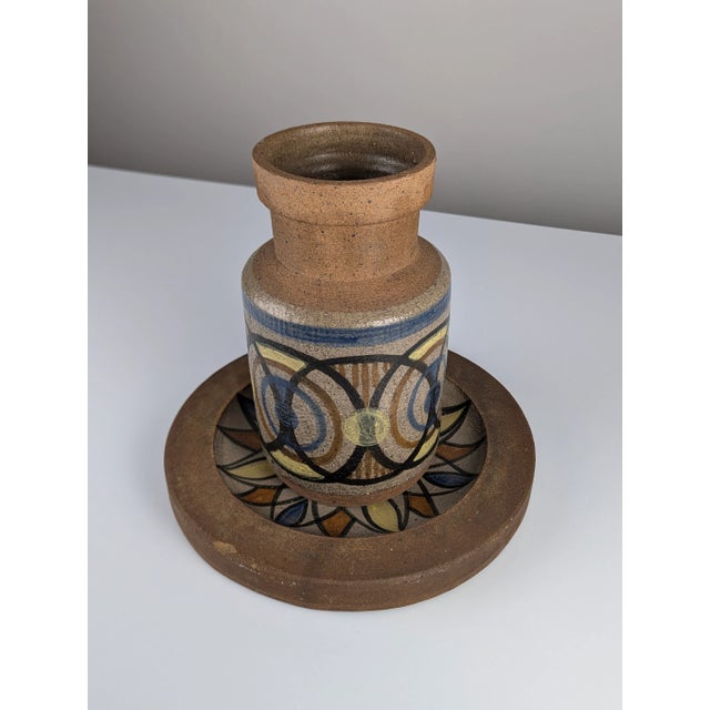 1960s Gres Ceramic Vase and Plate by Antonio Salvador Orodea Aso Valdemorillo 1960s For Sale - Image 5 of 8