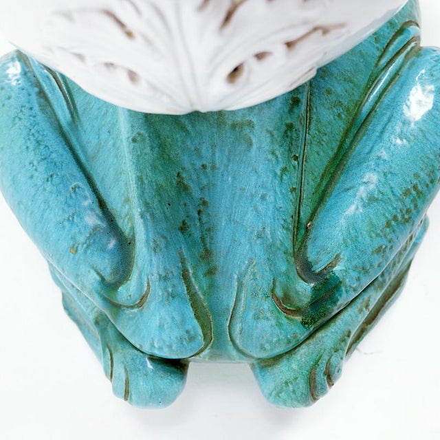 Blue Mid-Century Large Ceramic Frog Planter For Sale - Image 8 of 11