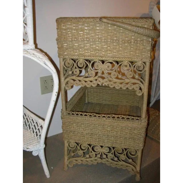 Wicker Elaborate Sewing Basket For Sale - Image 9 of 11
