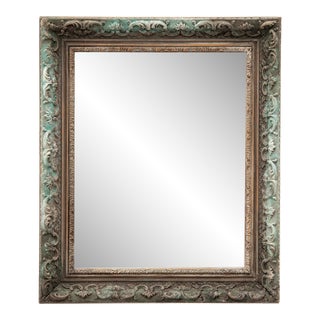 Late 20th Century Hand Painted Aqua Accent Mirror For Sale