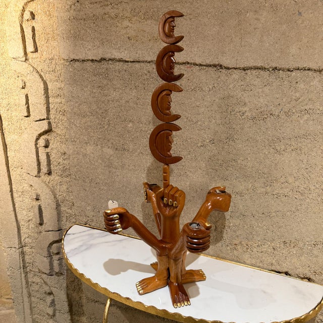 1960s Pedro Friedeberg Hand-Carved Gilded Four Arm Candelabra For Sale - Image 18 of 18