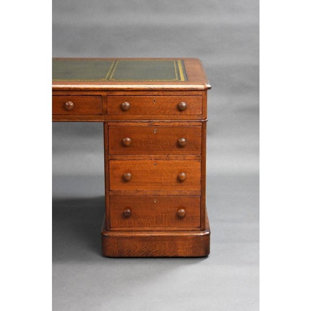 Victorian Oak Partners Desk, 1880s For Sale - Image 9 of 13