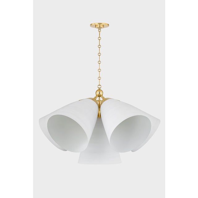 Hudson Valley Lighting Bronson 37.5 in. 6 Light Chandelier in Aged Brass and White Plaster Finish For Sale In New York - Image 6 of 11