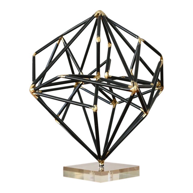 Vintage Modernist Abstract Black Metal Art Sculpture For Sale