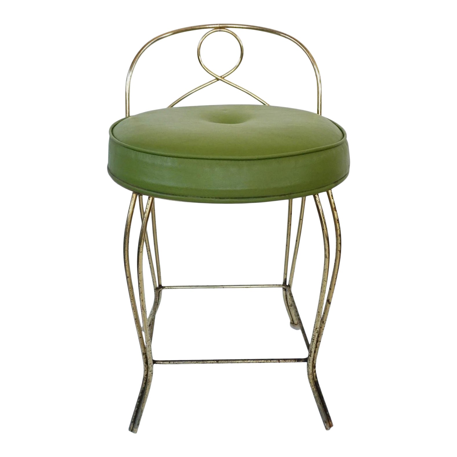 Vintage Hollywood Regency Style Gold Metal Vanity Stool Chairish