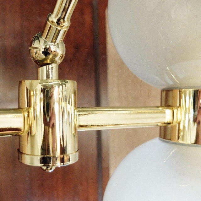 Large Italian Brass and Opaline Crown Chandelier For Sale - Image 4 of 9