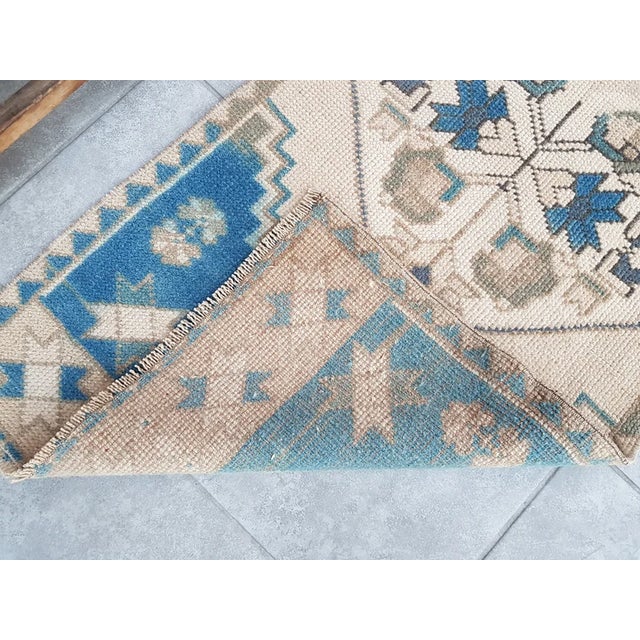 1950s Brown, Blue & Green Geometric Anatolian Rug For Sale - Image 6 of 10
