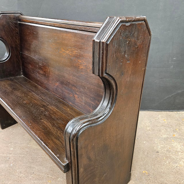 This beautiful Antique English Oak Church Pew with Low Carved Arms would work well in an entry, mudroom, or at the side of...
