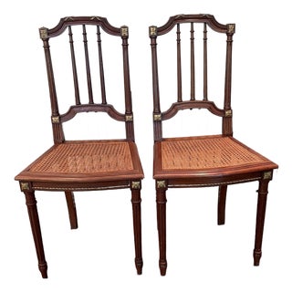 Antique Petite Decorative Cane Chairs For Sale
