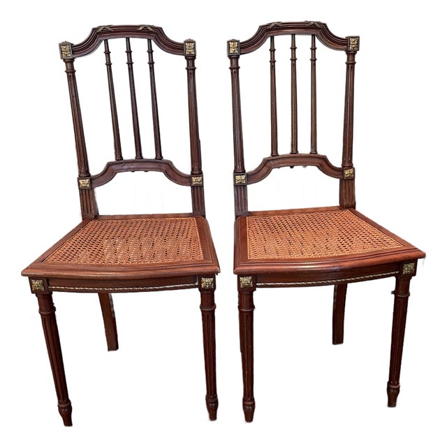 Antique Petite Decorative Cane Chairs For Sale