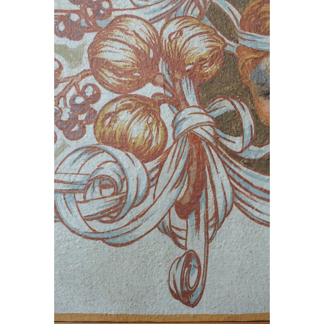 Beige Fresco, Face with Florals Composition, 1950s, Canvas For Sale - Image 8 of 10