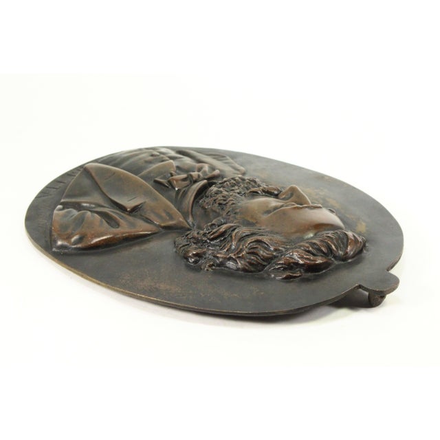 Bronze 19th C Lg Bronze Bas-Relief Wall Medallion Portrait Leon Gambetta (1838-82) For Sale - Image 8 of 12
