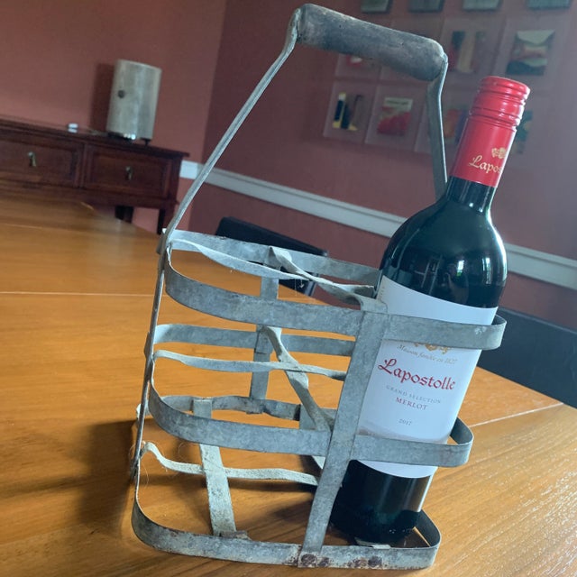 Shabby Chic Antique French 4-Bottle Wine Carrier For Sale - Image 3 of 4