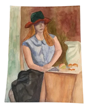 Vintage Portrait Watercolor Painting