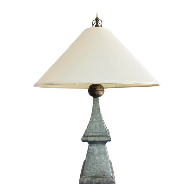 Monumental Architectural Style French Zinc Table Lamp For Sale