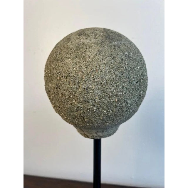 Pair of Antique Spheres on Iron Bases, Stone and Cement, Italy For Sale - Image 10 of 11
